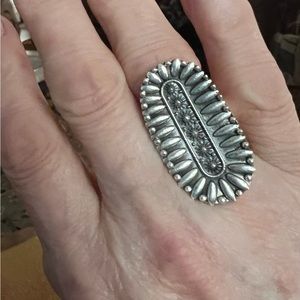 Western style solid sterling silver artisan ring adjustable. New